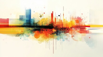 Vibrant abstract background depicting economic trends with colorful splashes, representing financial themes in a visually striking design.