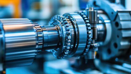 Fototapeta premium Detailed view of CNC machinery showing precision components and intricate design nuances
