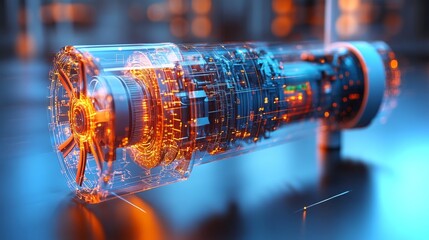 Holographic cross-section of an advanced wind turbine highlighting its internal design