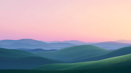 Obraz premium Serene Sunset over Rolling Hills