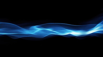Obraz premium Flowing blue energy waves creating an abstract background with a plasma-like appearance against a deep black backdrop.