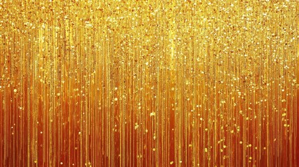Glittering gold curtain backdrop with shimmering strands, creating a festive and luxurious atmosphere, perfect for celebrations or photo backdrops.