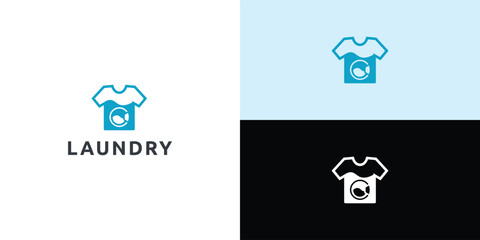 Laundry logo design. Washing machine icon for laundry service business logo template.