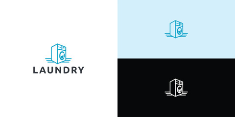 Laundry logo design. Washing machine icon for laundry service business logo template.