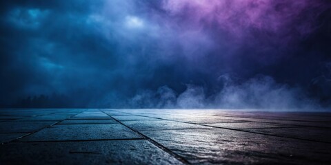 Ominous dark blue abstract blurred gradient with hints of purple and grey, deep blues, mysterious colors, dark blue background abstract blur, cosmic clouds, galaxy landscape
