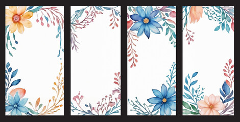 set of four banners with floral frame
