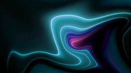 Blue neon illustration background with soft and elegant waves. Premium design for wallpaper, banner, poster.

