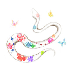 花柄の蛇と蝶々　