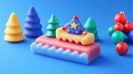 Decorative Festive Soap Bar 3D Render on Plain Background