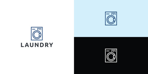 Laundry logo design. Washing machine icon for laundry service business logo template.