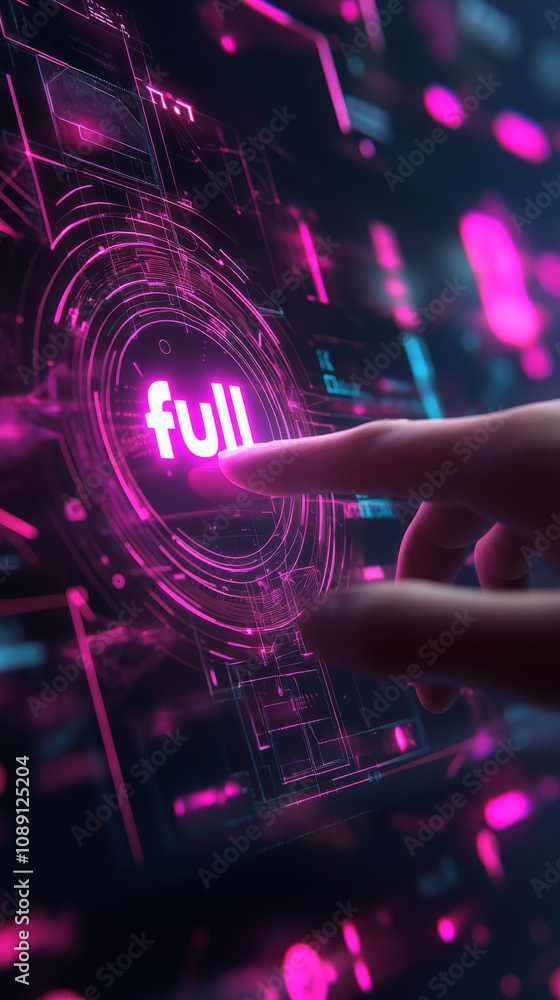 Poster a sophisticated futuristic interface featuring a dazzling electric text display design