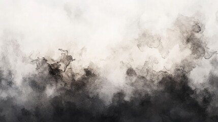 Abstract watercolor texture featuring ethereal smoke in shades of grey and black, creating a soft, dramatic backdrop ideal for artistic projects.
