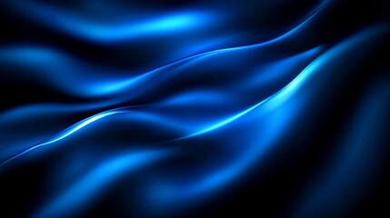 Obraz premium Dark Blue Abstract Wavy Lines Creating Movement and Depth with Dreamy Ethereal Illuminated Surface - Adobe Stock Image