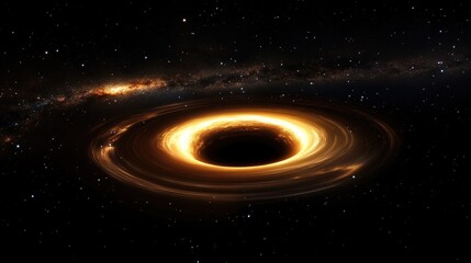Majestic cosmic wormhole with luminous edges distorting space, surrounded by distant stars and galaxies in a breathtaking universe backdrop.