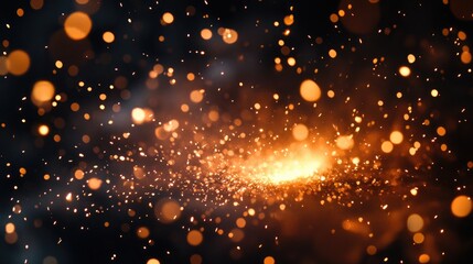 Fototapeta premium Vivid Close-Up of Glittering Sparks and Light Trails from Dynamic Laser Cutting Process on Metal Surfaces