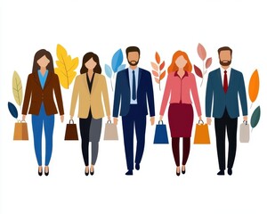 Obraz premium Diverse group of professionals shopping together.