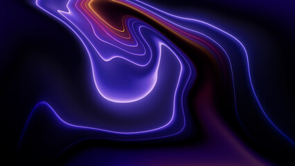 Blue neon illustration background with soft and elegant waves. Premium design for wallpaper, banner, poster.
