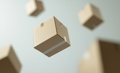 falling cardboard boxes on a background