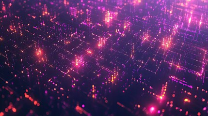 Obraz premium Top view flat illustration of futuristic network nodes glowing softly, forming a cyber web with clean typography-inspired shapes