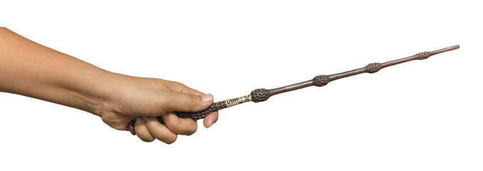 hand holding a Magic wand isolated on white isolated on white background. This has clipping path.