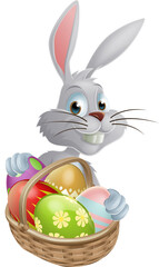 Eggs basket white Easter bunny