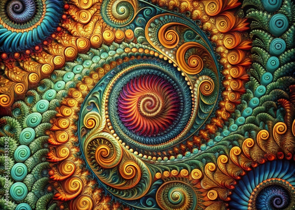 Poster captivating geometric patterns with spirals and swirls in macro photography for modern design and ar