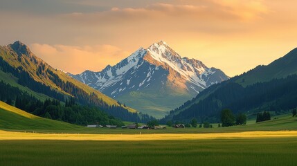 Obraz premium Sustainable energy solutions in a serene mountain village nature landscape peaceful environment gigapixel standard view