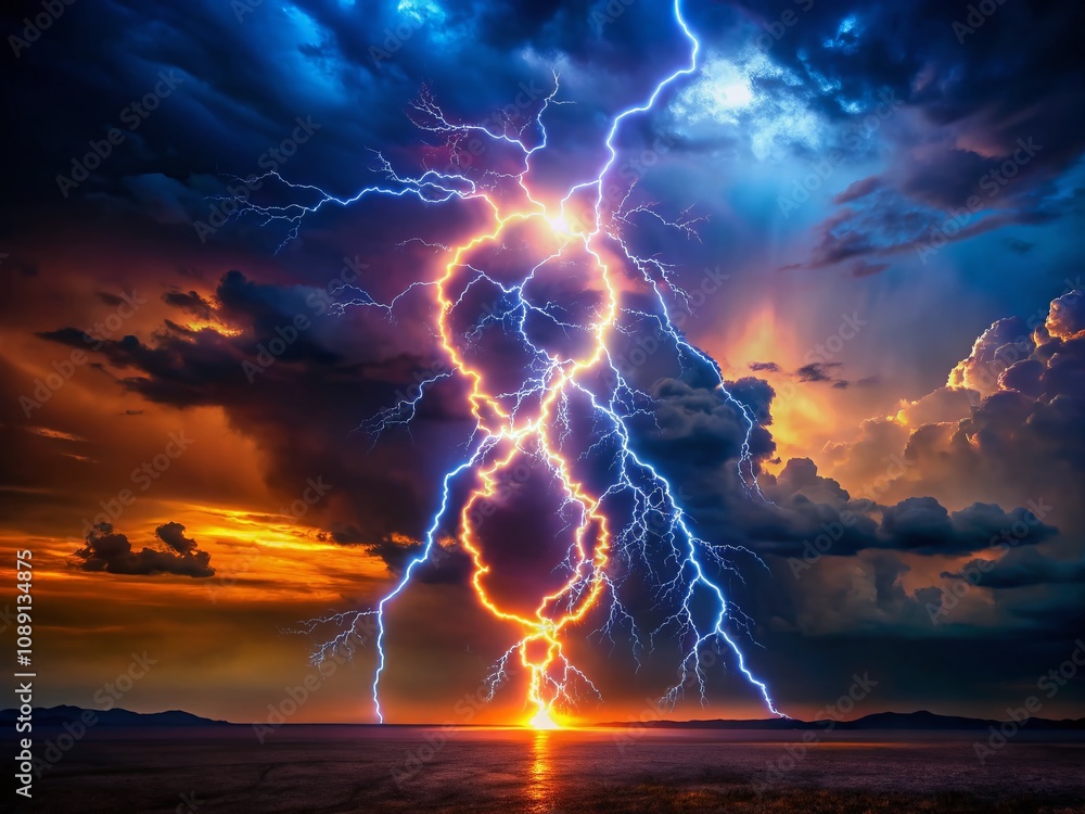 Poster captivating lightning digit 8 illuminating the night sky with dynamic energy and space for text or b