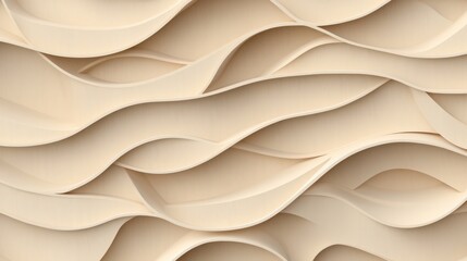 Obraz premium A textured design featuring flowing, layered waves of beige, creating a soft and modern aesthetic.