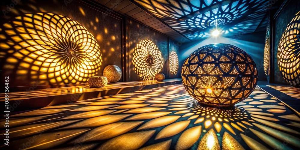 Aufkleber captivating low light optical illusion: a mysterious abstract scene with shadows and light play, cre