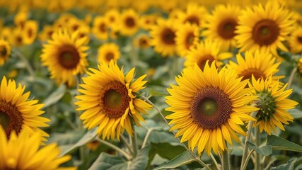 Fototapeta premium Freshly picked sunflowers in a field, farm weddings, wildflowers