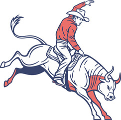 Western Series Rodeo Cowboy Bull Rider Logo Template