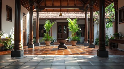 south indian traditional house with open courtyard