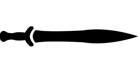 Spartan sword silhouette black color icon.