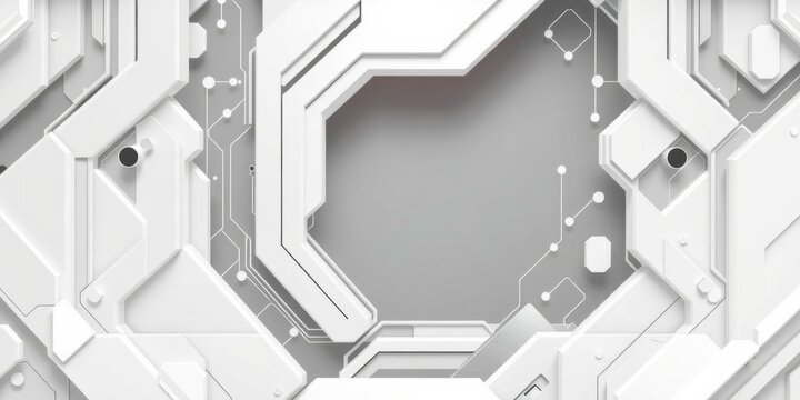 Abstract wallpaper featuring a mesmerizing arrangement of white 3D shapes, perfect for tech enthusiasts and modern design, tech, abstract, digital