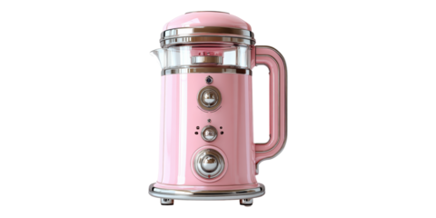Retro Pink Coffee Maker Isolated on Transparent Background