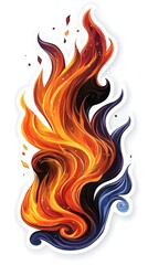 a abstract fire design, isolated sticker on a white background
