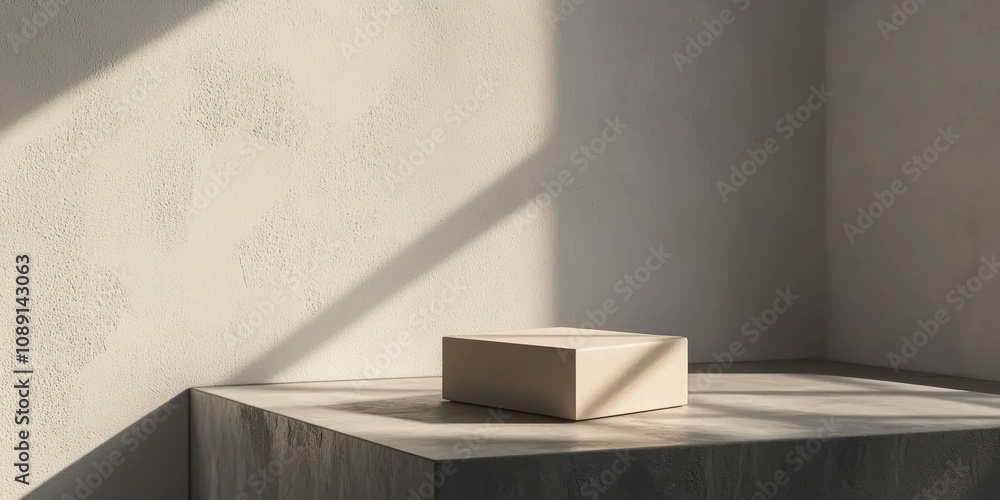Poster a realistic packaging mock-up displayed on a minimalist surface, showcasing a product design