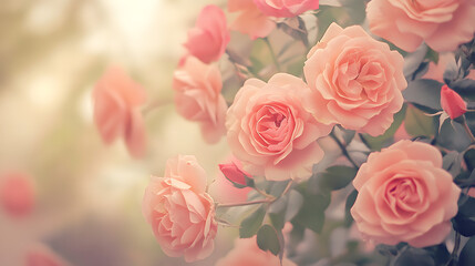 Zarte rosa Rosen in romantischer und weicher Atmosphäre