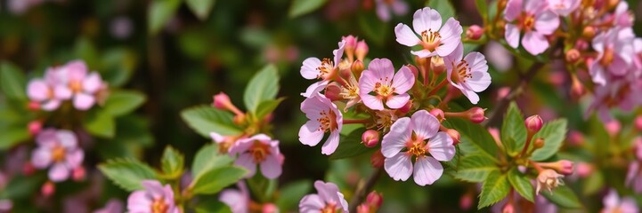 Obraz premium Pink Hawthorn Flowers in May Crataegus laevigata Flower Bush, pink blossoms, ornamental garden