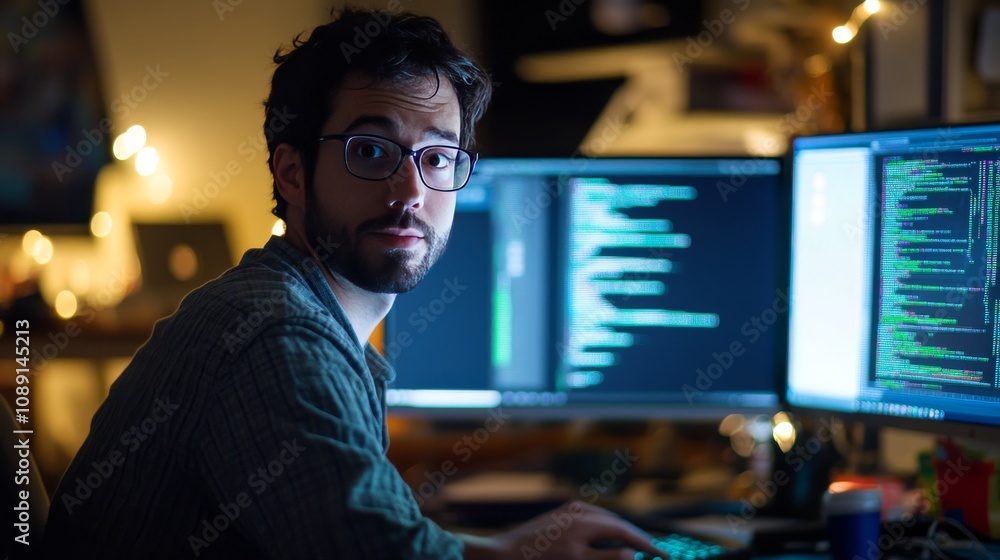 Poster dedicated programmer at work