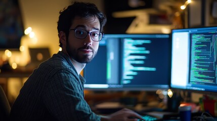 Fototapeta premium Dedicated Programmer at Work