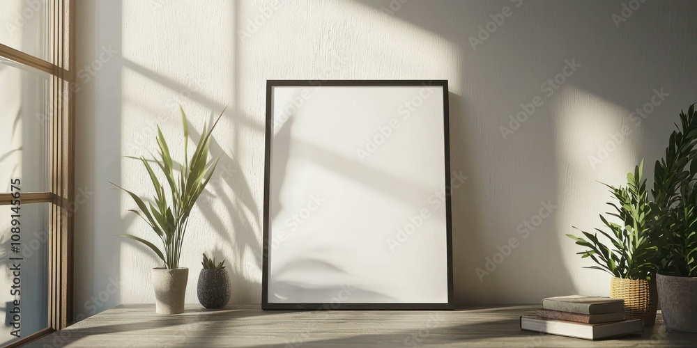 Poster a stylish print mock-up displayed on a table, showcasing a high-quality poster design