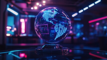 Obraz premium Digital Globe - Futuristic Tech Art