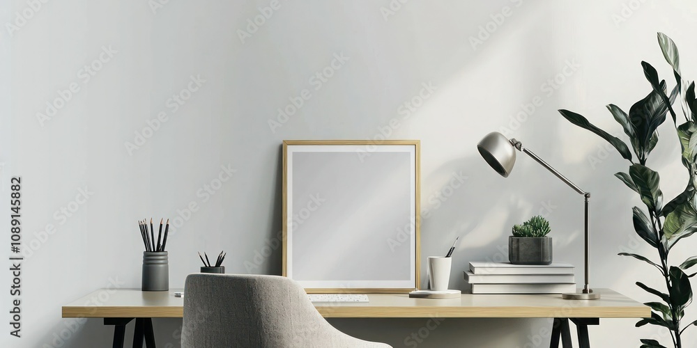 Poster a stylish print mock-up displayed on a table, showcasing a high-quality poster design