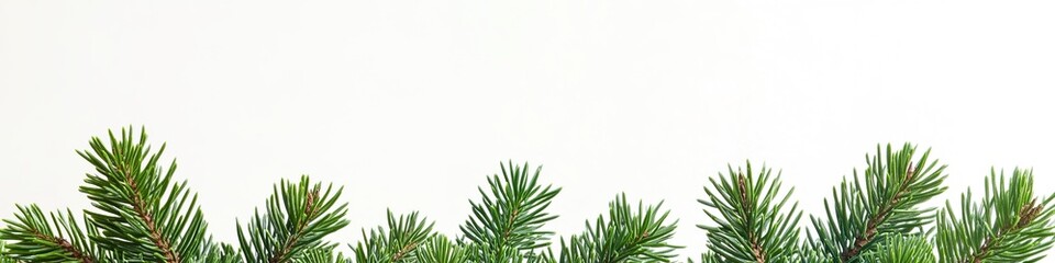 Pine branches border on top with white background