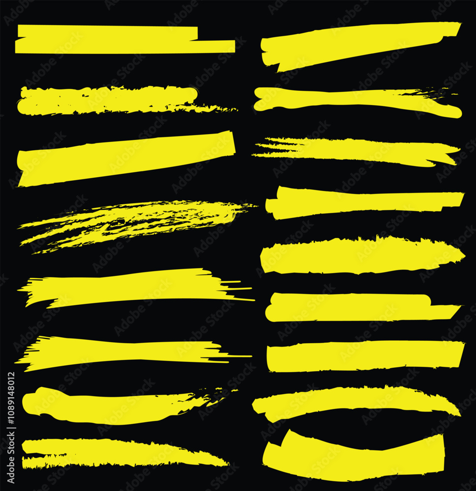 Poster highlight marker lines. marker yellow strokes. hand drawn marker strokes. text marker stripes. scrib