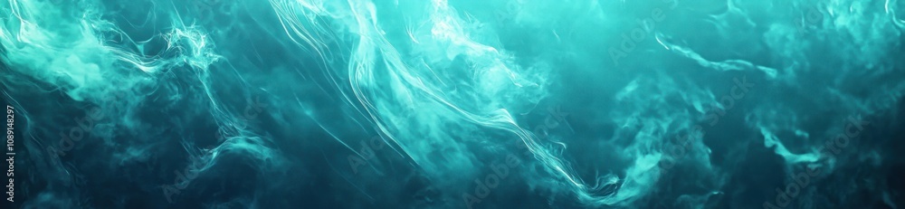 Poster an abstract representation of water with swirling patterns and a teal color palette.