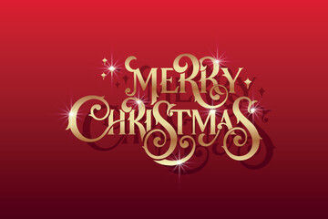 Merry Christmas and Happy New Year hand lettering calligraphy. Vector holiday illustration element. Typographic element for congratulations.