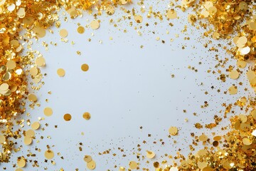 Gold confetti border with central clear space for text